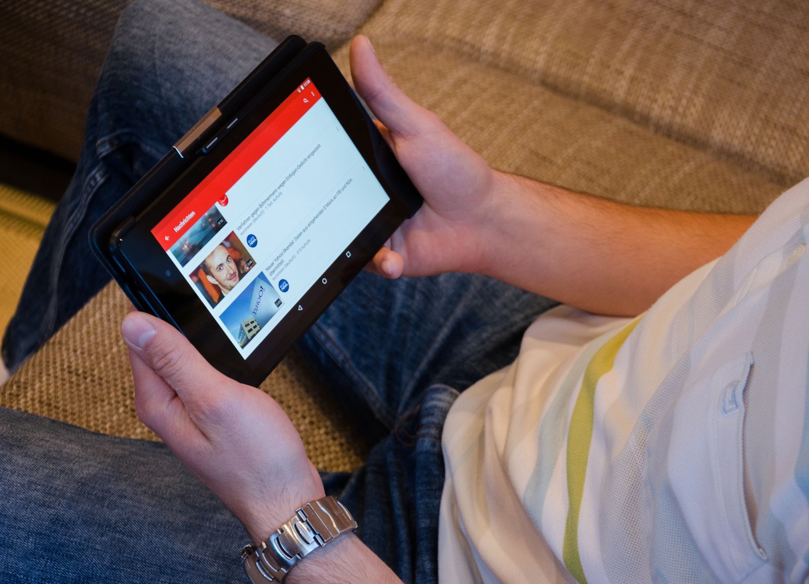 A tablet propped up playing a captioned video, the kind of screen where subtitle size and contrast either hold up or quietly fall apart.
